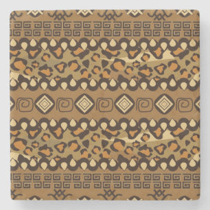 African cheetah skin pattern stone coaster