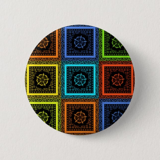 African Chequered Pattern Art Print 6 Cm Round Badge (Front)