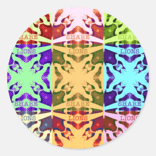 African Chequered Pop art Culture colourful patter Classic Round Sticker (Front)