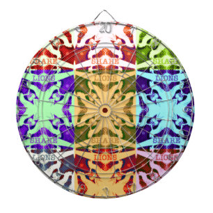 African Chequered Pop art Culture colourful patter Dartboard