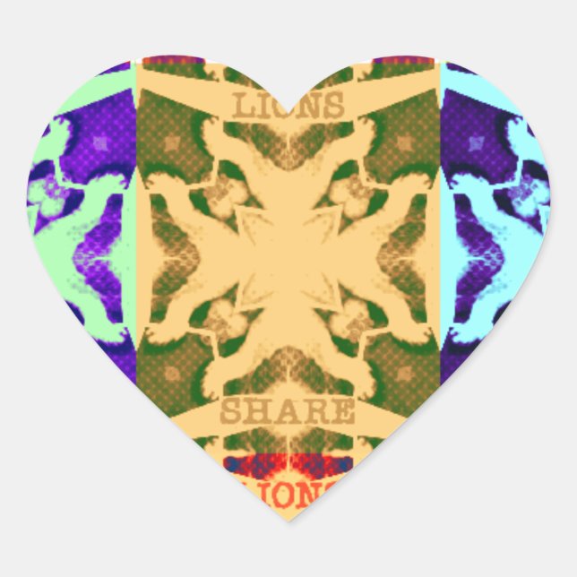 African Chequered Pop art Culture colourful patter Heart Sticker (Front)