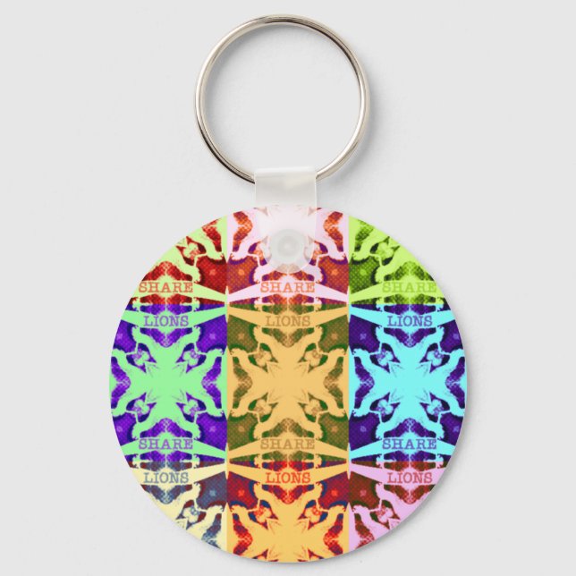 African Chequered Pop art Culture colourful patter Key Ring (Front)