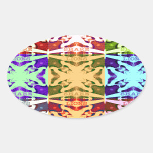 African Chequered Pop art Culture colourful patter Oval Sticker