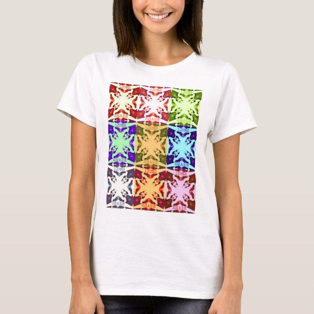 African Chequered Pop art Culture colourful patter T-Shirt (Front)