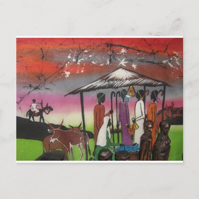 African Christmas Nativity Scene Holiday Postcard (Front)
