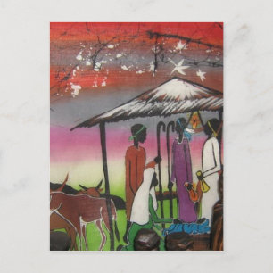 African Christmas Nativity Scene Holiday Postcard