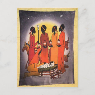 African Christmas Nativity Scene Holiday Postcard