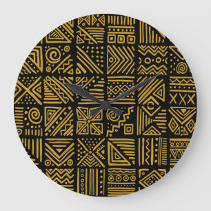 African clash: ethnic tribal seamless. large clock