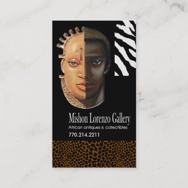 African Collectibles: Afrocentric African American Business Card (Front)