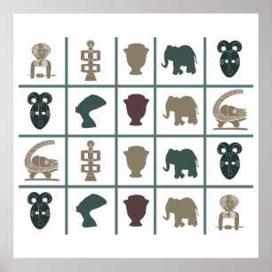 african colorful symbols pattern poster