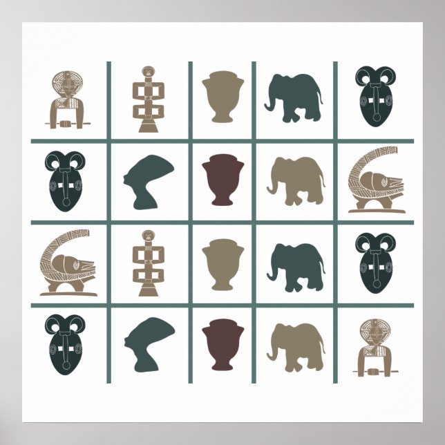 african colorful symbols pattern poster (Front)