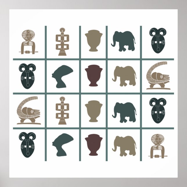 african colorful symbols pattern poster (Front)