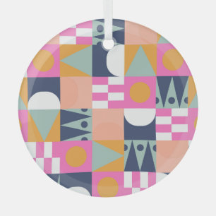 African colour block, geometric pattern. glass tree decoration