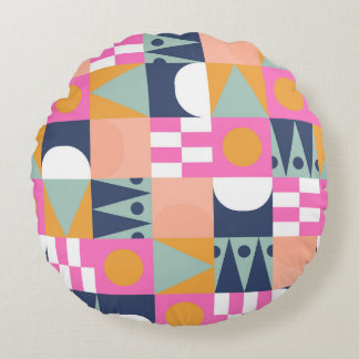 African colour block, geometric pattern. round cushion