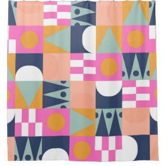 African colour block, geometric pattern. shower curtain
