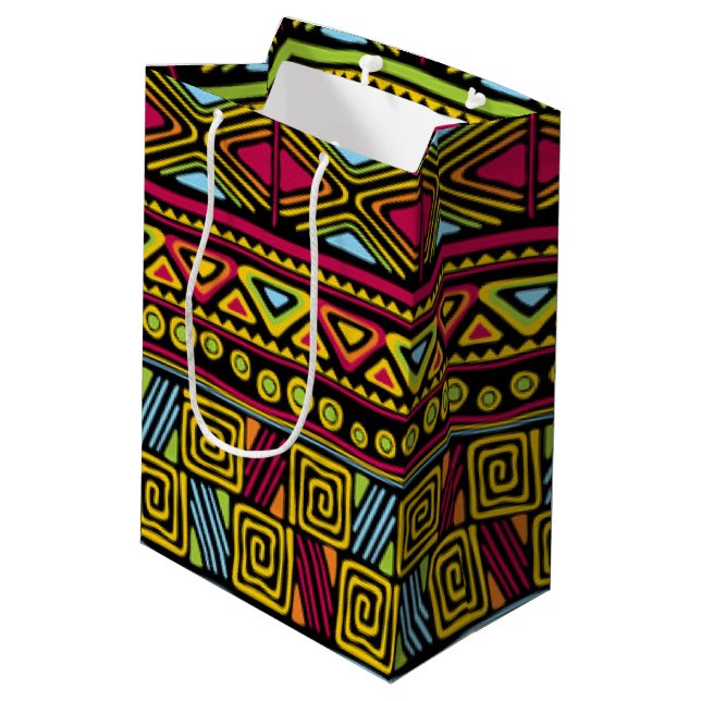 African Colourful Pattern Print Design Medium Gift Bag (Back Angled)