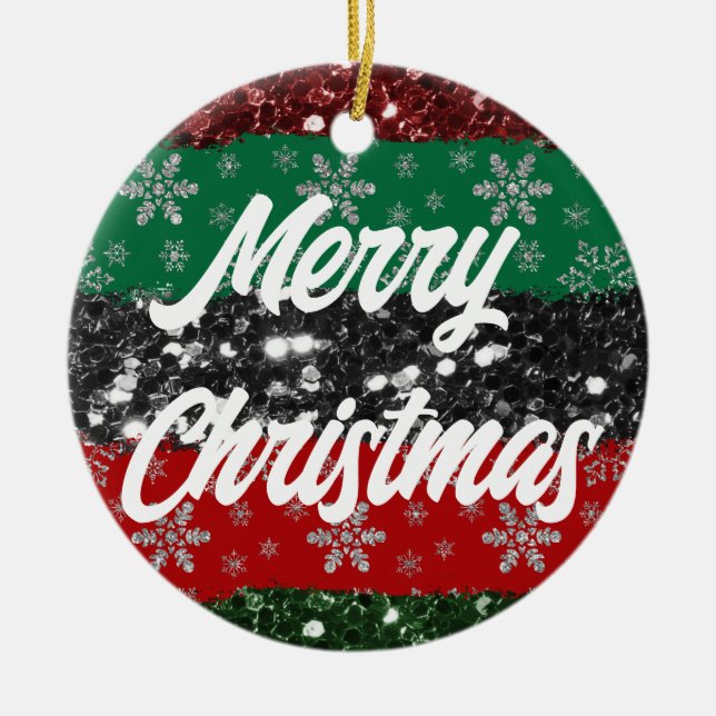 African colours christmas Tree Ornaments, Christma Ceramic Tree Decoration (Front)