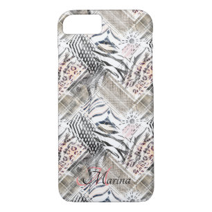 African, combined, leather, tiger, personalised iPhone 8/7 case