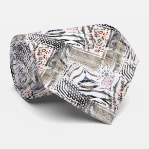 African, combo, leather, tiger, Jaguar, spotted, Tie
