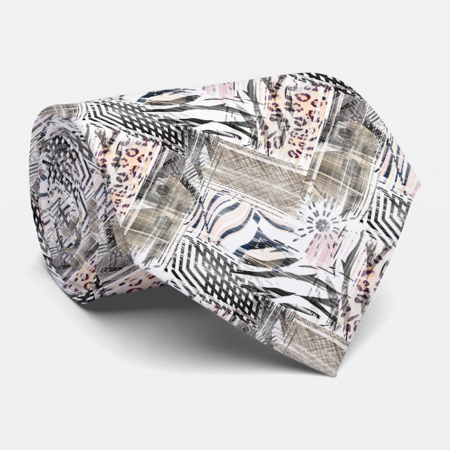 African, combo, leather, tiger, Jaguar, spotted, Tie (Rolled)