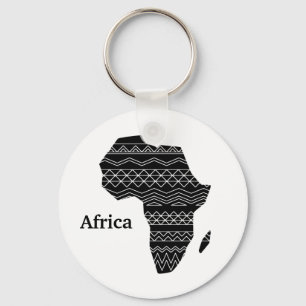 African Continent Black and White Design Key Ring