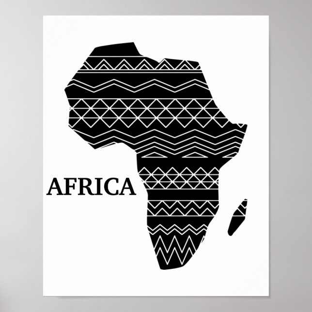 African Continent Black and White Poster (Front)