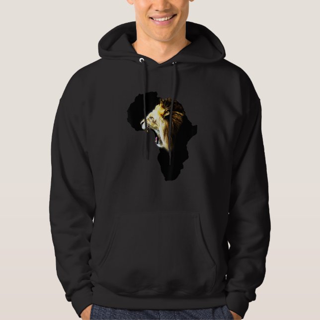 African Continent Map With Lion Roar For Repats an Hoodie (Front)