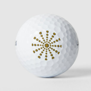 African Cool Sunflower Polka Dot Art Print Design Golf Balls