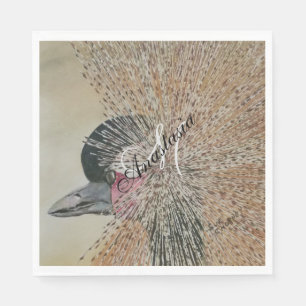 AFRICAN CRANE BIRD MONOGRAM PARTY NAPKIN