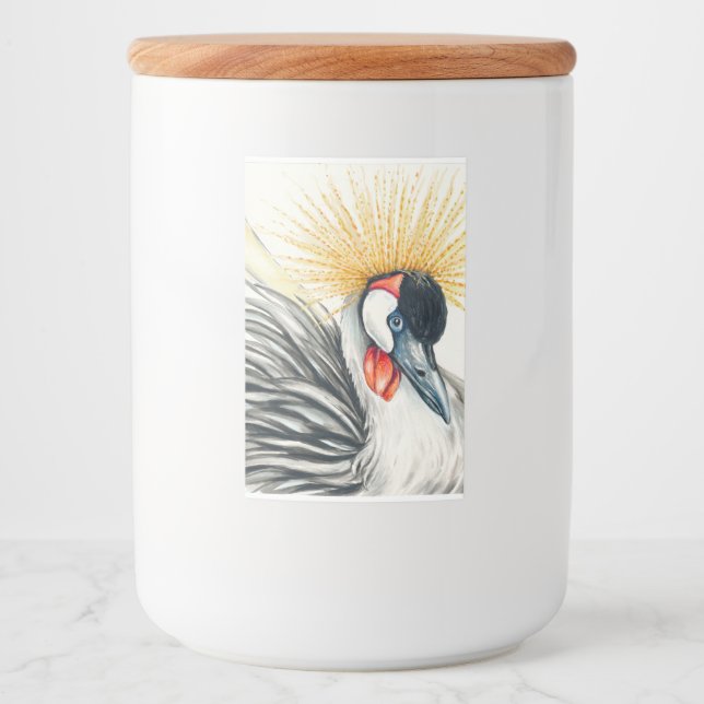 African Crested Crane Ink Art Food Label (Front)