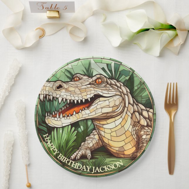 African Crocodile Birthday Paper Plate (Wedding)