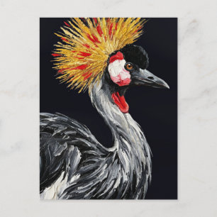 African Crowned Crane — Exotic Bird Impasto  Postcard
