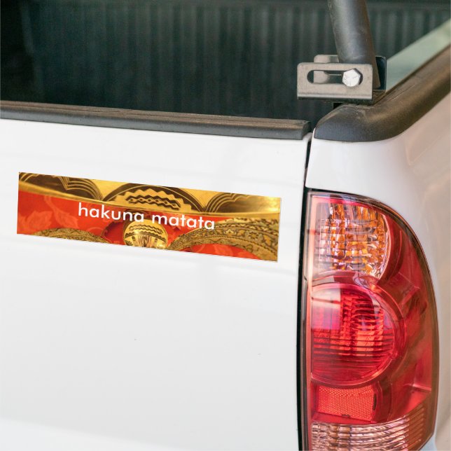 African Cultural Art Rich Golden Red Design Bumper Sticker (On Truck)