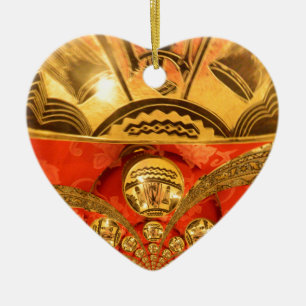 African Cultural Art Rich Golden Red Design Ceramic Tree Decoration