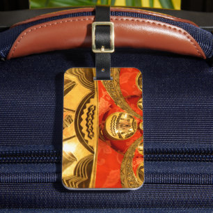 African Cultural Art Rich Golden Red Design Luggage Tag