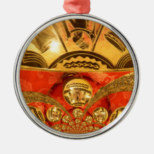 African Cultural Art Rich Golden Red Design Metal Tree Decoration