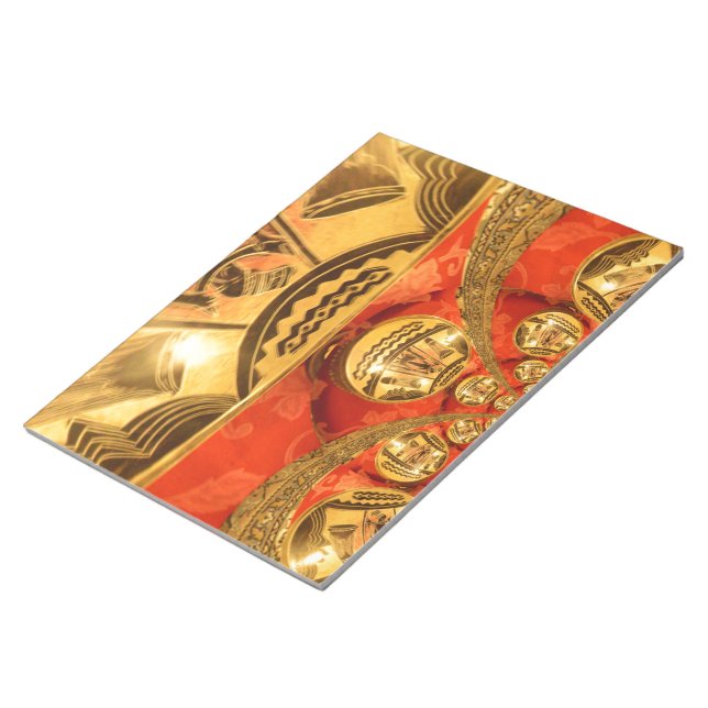African Cultural Art Rich Golden Red Design Notepad (Angled)