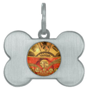 African Cultural Art Rich Golden Red Design Pet Tag
