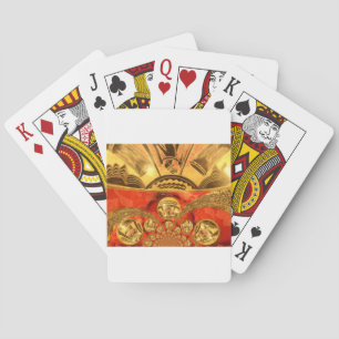 African Cultural Art Rich Golden Red Design Playing Cards
