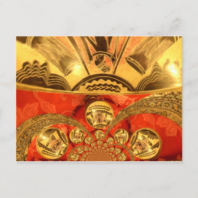 African Cultural Art Rich Golden Red Design Postcard (Front)