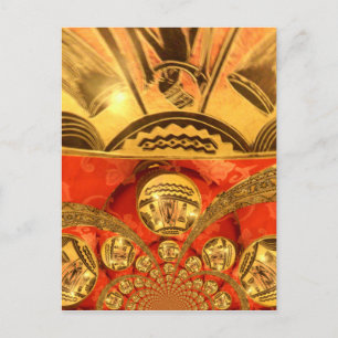 African Cultural Art: Rich Golden Red Design Postcard