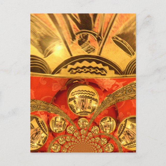 African Cultural Art Rich Golden Red Design Postcard (Front)