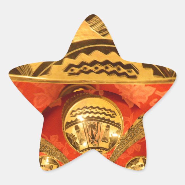 African Cultural Art Rich Golden Red Design Star Sticker (Front)