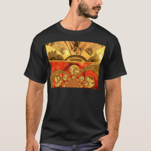 African Cultural Art Rich Golden Red Design T-Shirt