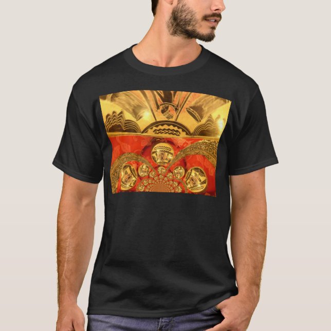 African Cultural Art Rich Golden Red Design T-Shirt (Front)
