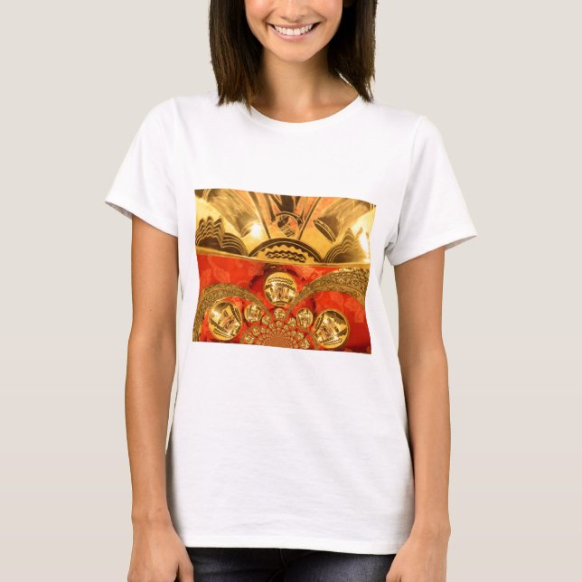 African Cultural Art Rich Golden Red Design T-Shirt (Front)