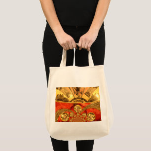 African Cultural Art Rich Golden Red Design Tote Bag