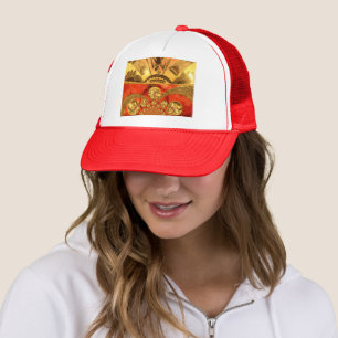 African Cultural Art Rich Golden Red Design Trucker Hat