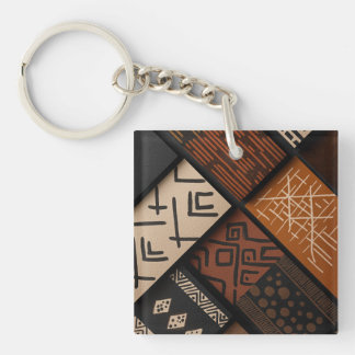 African culture designs on diagonal shapes key ring