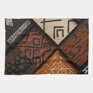 African culture designs on diagonal shapes tea towel